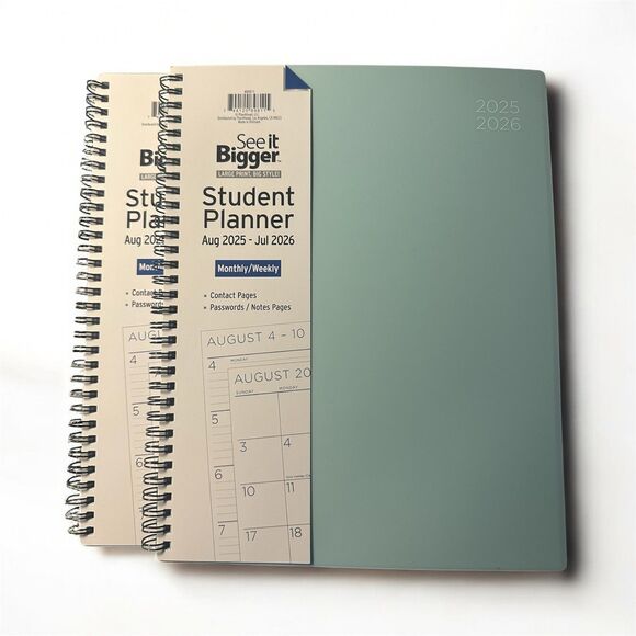2X 2025-July 2026 Weekly Monthly Student Planner 8.5" x 11" Tabbed Large Print - Picture 1 of 6